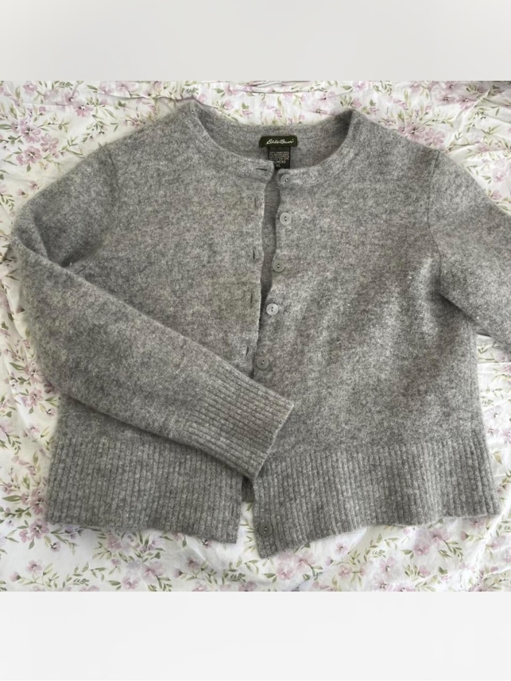 Eddie Bauer Gray Wool Women's Button-Up Crewneck Cardigan